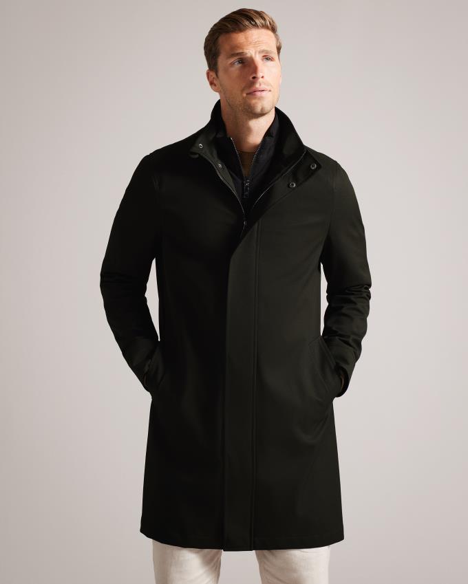 Manteau Ted Baker Funnel Neck With Removable Lining Vert Foncé Homme | HTZ-96761688